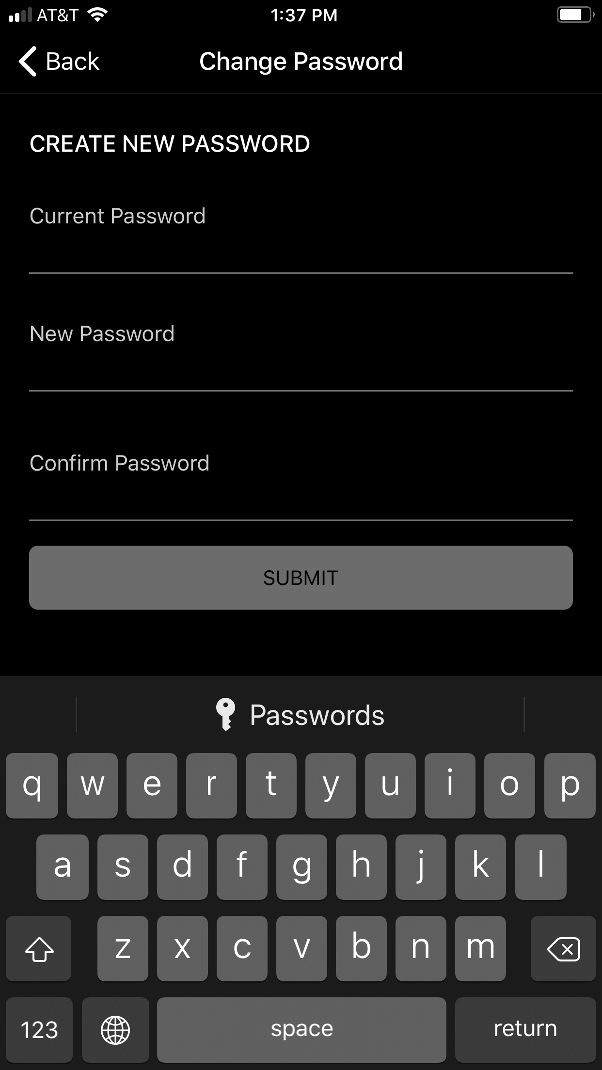 wickr me not recognising password